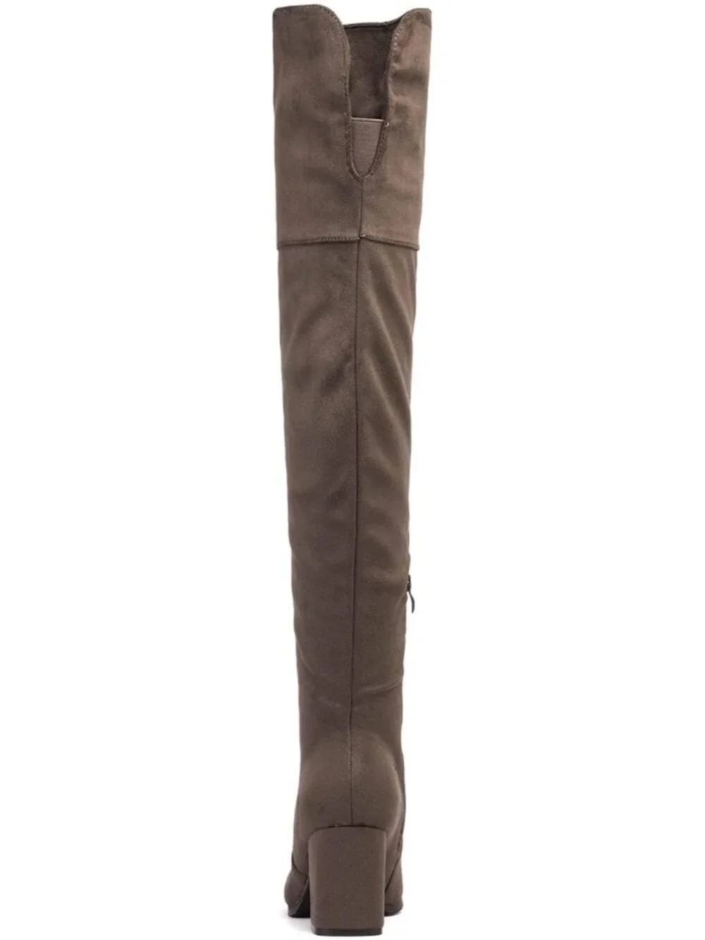 Women's Khaki Round Toe Side Zipper Chunky Heel Over The Knee Thigh High Boots